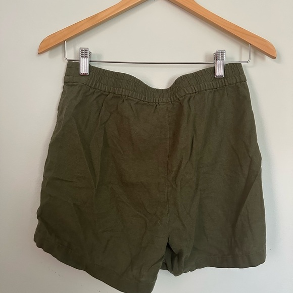 Olive Green Women's linen Shorts - Picture 3 of 3